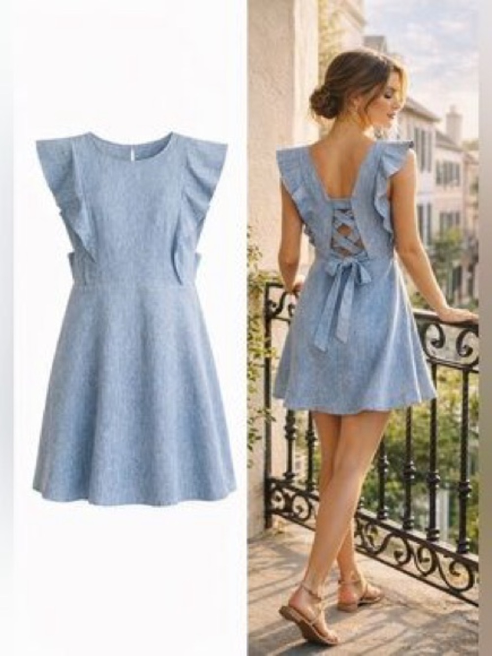 A LOVES A CHAMBRAY MINI DRESS